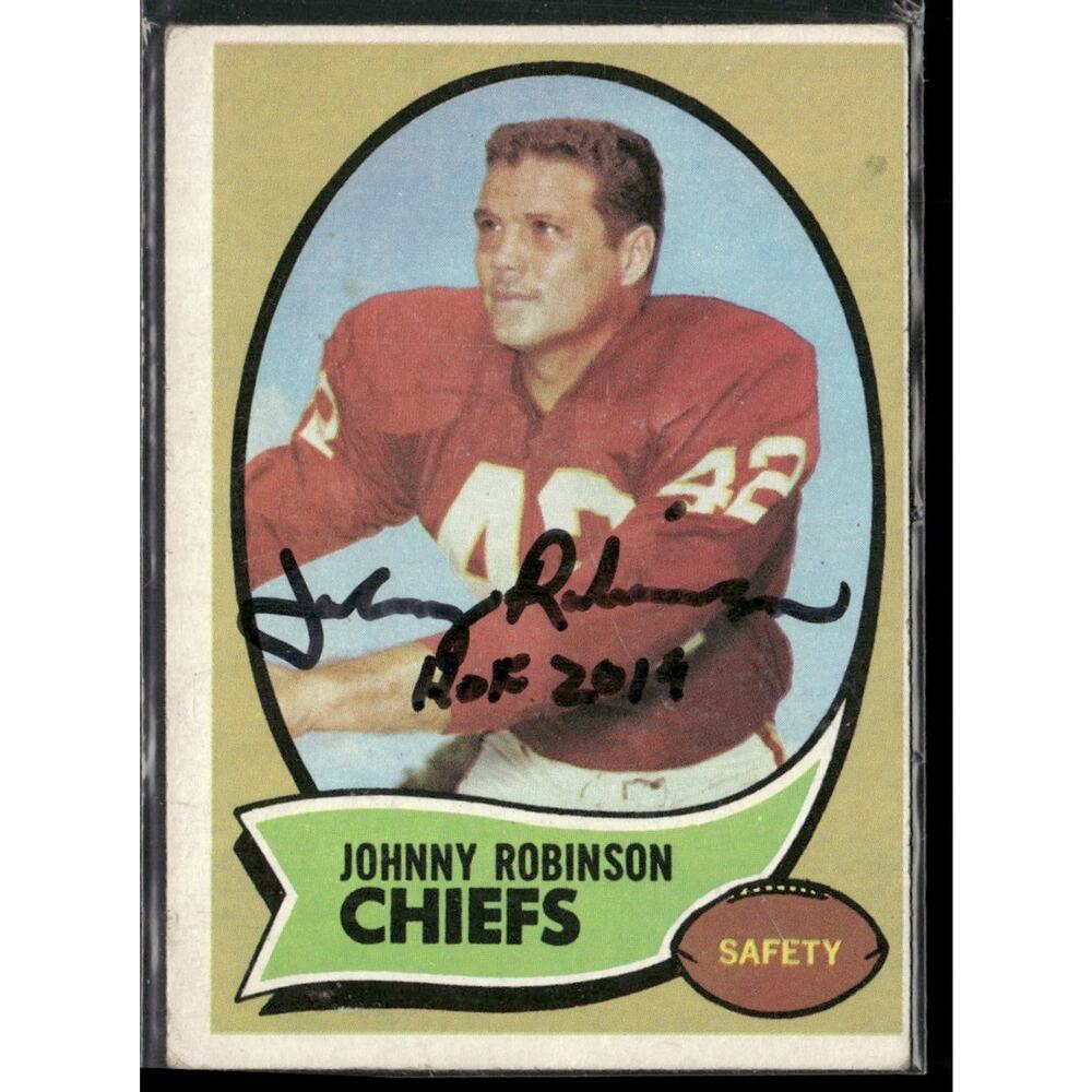 1970 Topps Johnny Robinson Auto Kansas City Chiefs #129